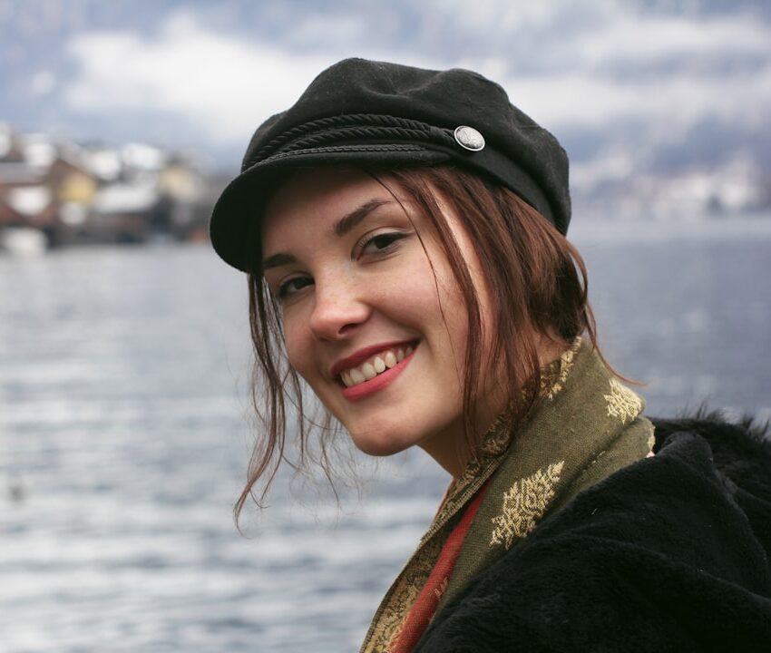 smiling woman wearing black top